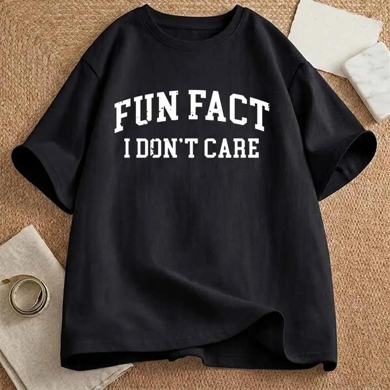 Rolig fakta Jag bryr mig inte Tryck T-shirt Unisex Sommar Casual Harajuku Mode Roliga Streetwear Toppar Bomull Rundhalsad Kortärmad T-shirts