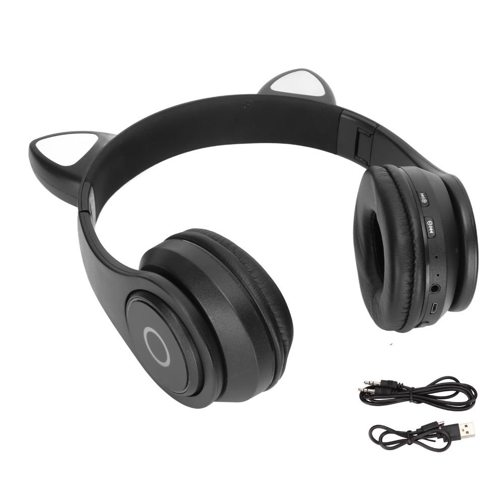 Bass Enhancement Cute Cat Ear Bluetooth Headset Adjustable Wireless Bluetooth Headset Portable Headset Portable Use