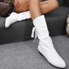 Western Shoes for Women Versatile Chunky Heel Ankle Boots Knee High Red Black Tall Boots Woman Pleated Low Heel Women's Boots