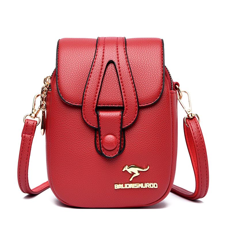New women's messenger bag, soft leather texture shoulder satchel, mobile phone bag, small square bag, key bag, mother bag.