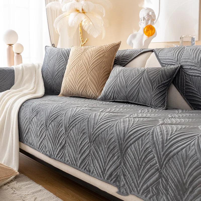 

Скандинавский однотонный чехол для дивана для гостиной, нескользящий толстый плюшевый диван-подушка, коврик, комбинированный диван, защита для полотенец, домашний декор 70x70cm 1pc