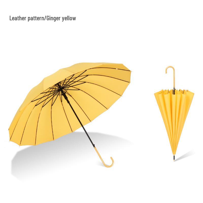 

Женский большой ветрозащитный зонт 16K от солнца и дождя с усиленным двойным слоем и длинной ручкой-крюком свежего однотонного цвета. 105 cm