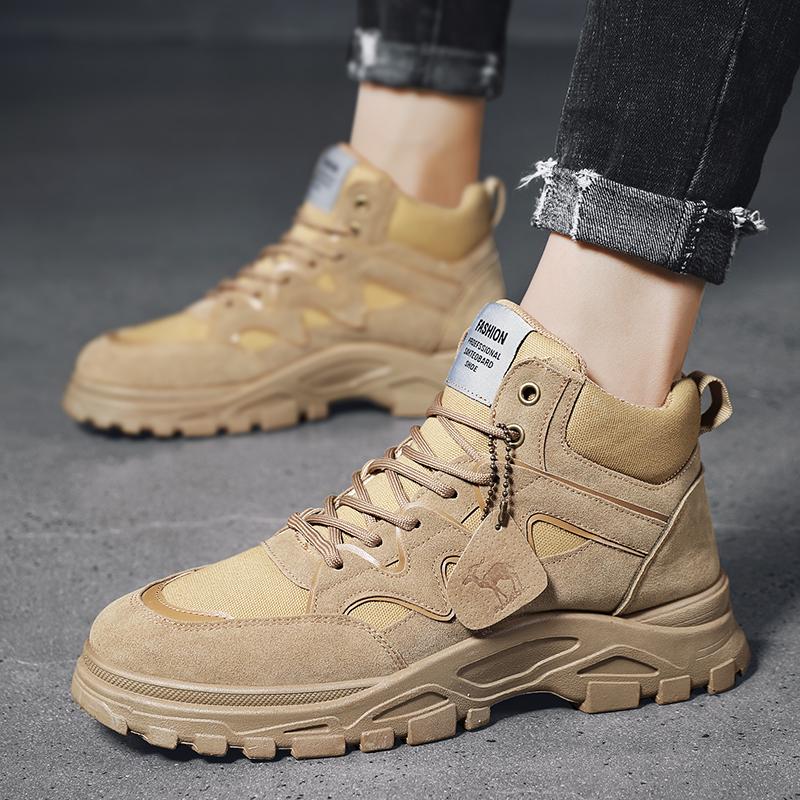 Retro Men Boots Comfortable Thick-Soled Non-Slip Chelsea Boots Autumn Winter Fashionable Large-Toe Tooling Boots Ankle Boots Men