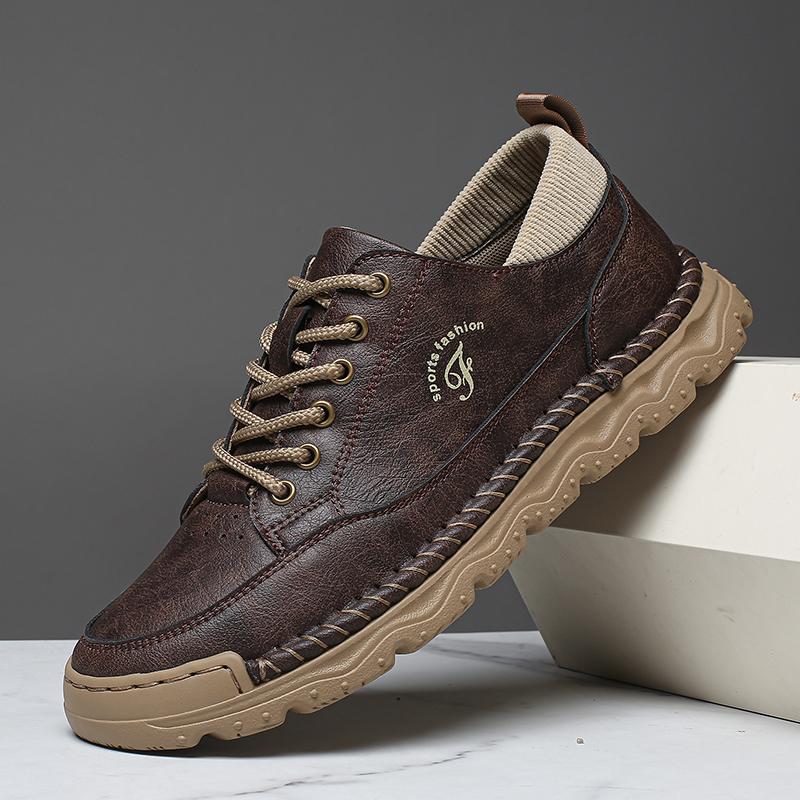 Fashion 2025 New Outdoor Versatile Lace Up Comfortable Sports Casual Leather Shoes Fashionable Men's Breathable Casual Leather Shoes