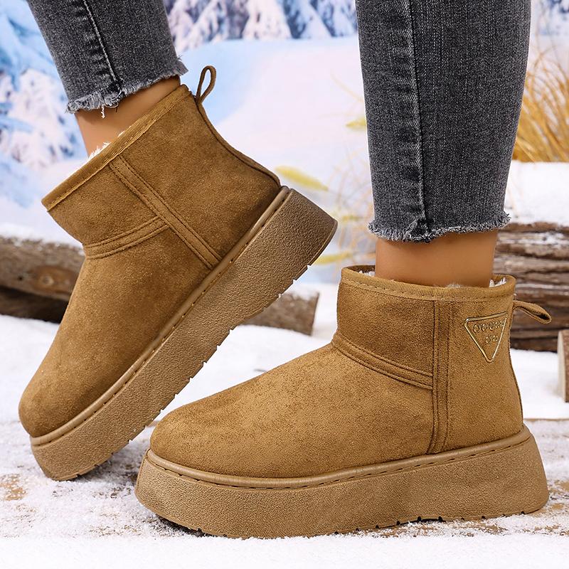 Fashion Classic Faux Suede Platform Snow Boots for Women Anti Slip Thicken Plush Warm Ankle Boots Woman Comfy Thick Sole Winter Booties