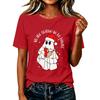 Damen Christmas Print Kurzarm T-Shirt Lässiges Feiertags-Top