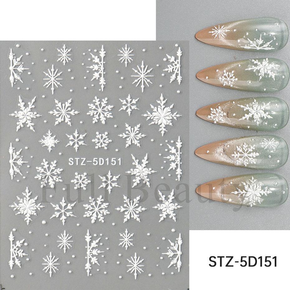 1pc Nail Art Stickers - Winter Christmas Snow Melting Snowman Snowflake Cartoon 5D Embossed Nail Stickers