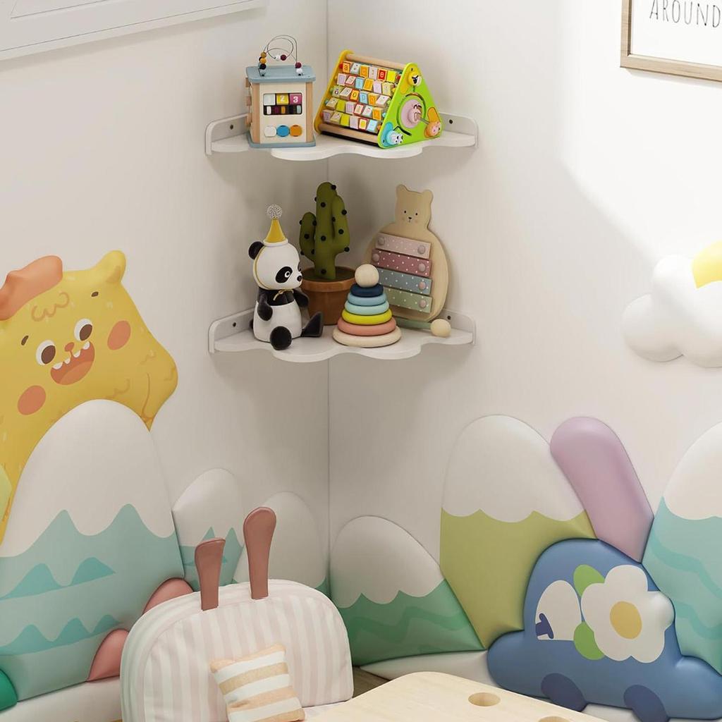 Cloud Floating Storage Rack Corner Floating Shelf 2 Pieces Wall Mounted Bookshelf For Bathroom Bedroom Living Room Kitchen