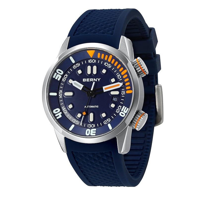 

BERNY watch men s mechanical watch men s watch mens watches Men s automatic diving watch | 20ATM waterproof, sapphire glass, comfortable silicone