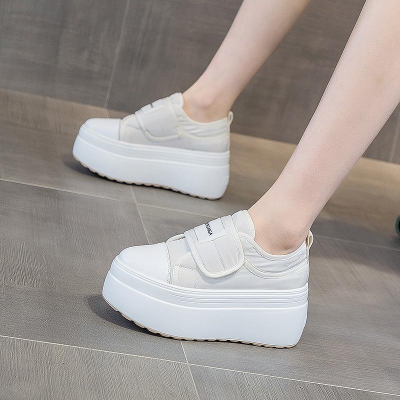 Muffin Little White Shoes Women's 20254 Spring and Autumn New One-pedal Women's Shoes Biscuit Shoes Velcro Platform Casual Bread