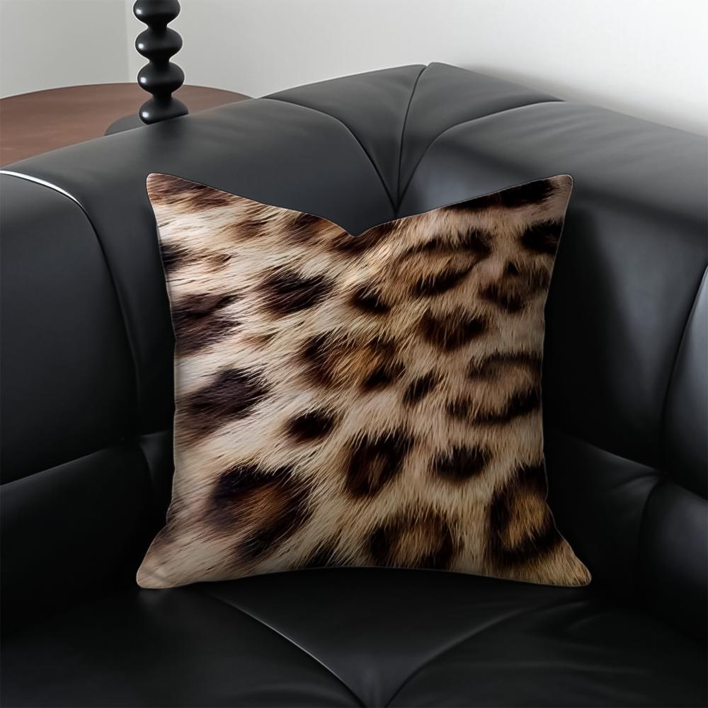 Leopard print Cushion Cover Pillow Case Antidustmite Invisible zipper silky plush cushion