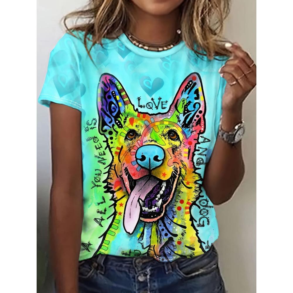 Women's T-shirt with short sleeves and large flower print
