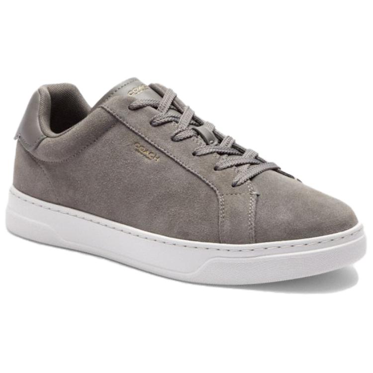 Coach Highline Leather Round Toe Lace-Up Low-Top Sneakers Men Sneakers Gray CW754-CHR