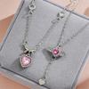 2pcs/set Zircon Heart Pendant Necklace Crystal Angel Wing Collarbone Chain for Women Girl Aesthetic Jewelry Long Chain