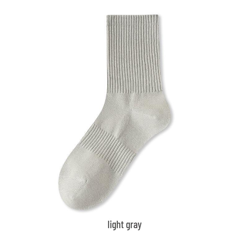 

Женские хлопковые носки до середины икры - Влагоотводящие, Устойчивые к запаху, Однотонные для весны и осени One Size светло-серый