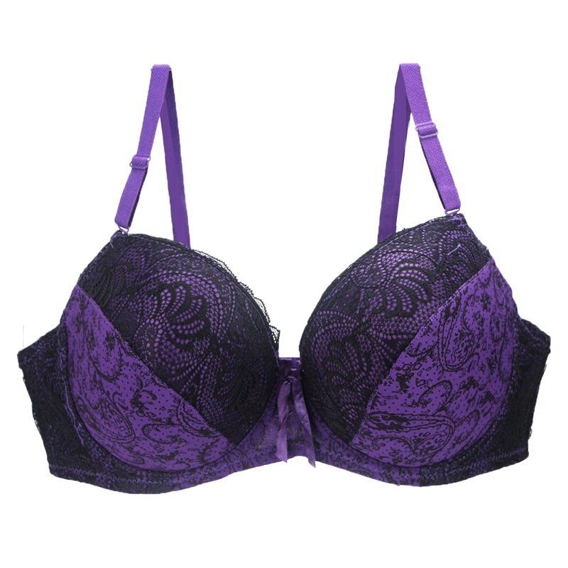 Sexy women's bras gather and adjust lace print color matching underwear, large size underwear bra