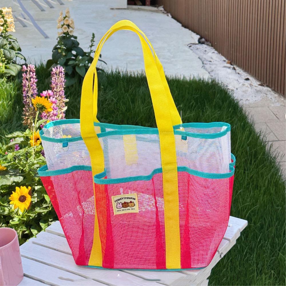 Nylon Mesh Beach Bag Gauze Mesh Handbag Cute Summer Shoulder Bag  Cosmetic Bag