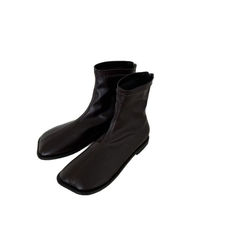 Martin boots women's 2025 autumn and winter new mango square head Chelsea thin shoes French flat boots