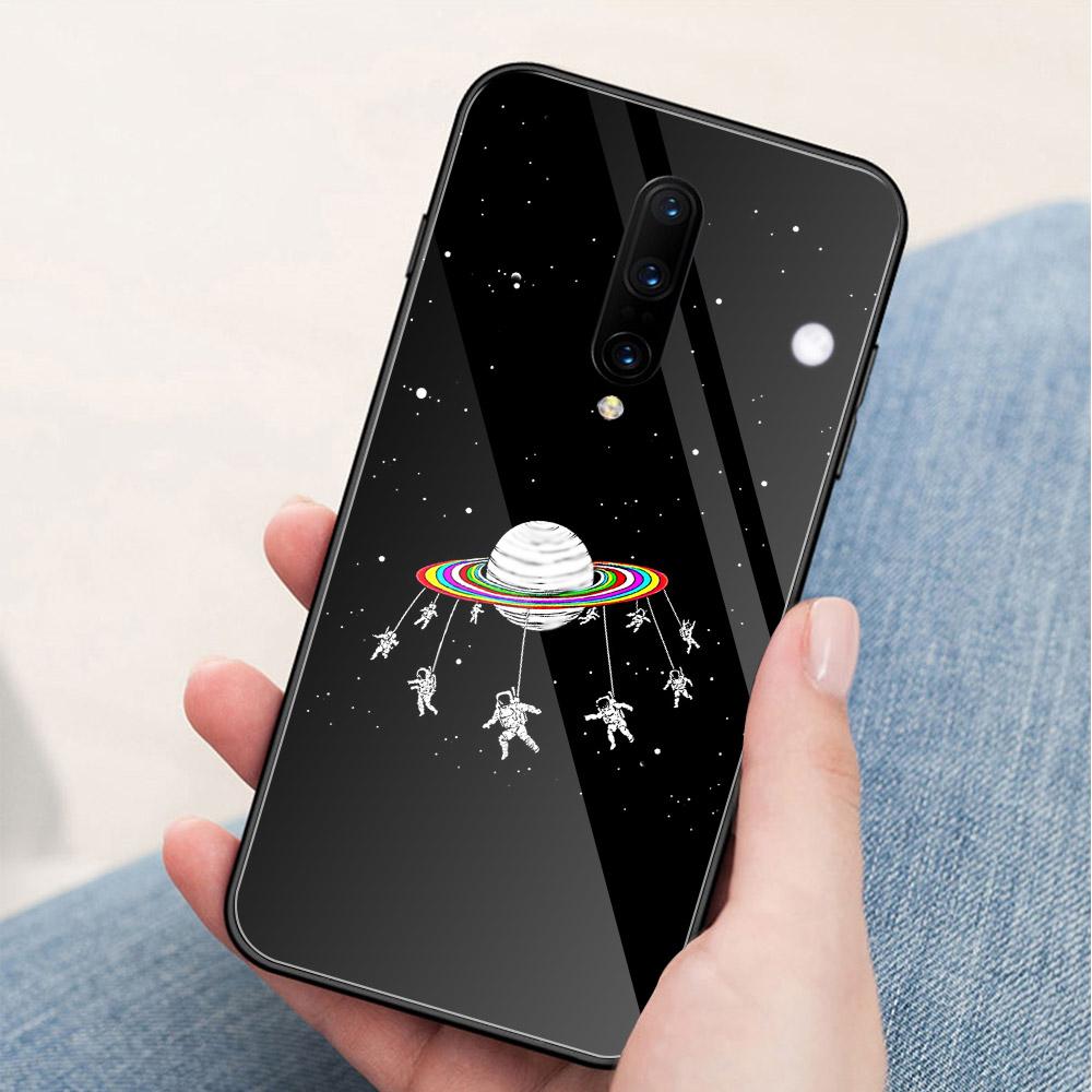 For Oneplus 7pro Case Glass Back Cover Spaceman Moon Oneplus Coque 6t Case for Oneplus 1+ 5 5T 6 Oneplus 6 6t 7 Pro