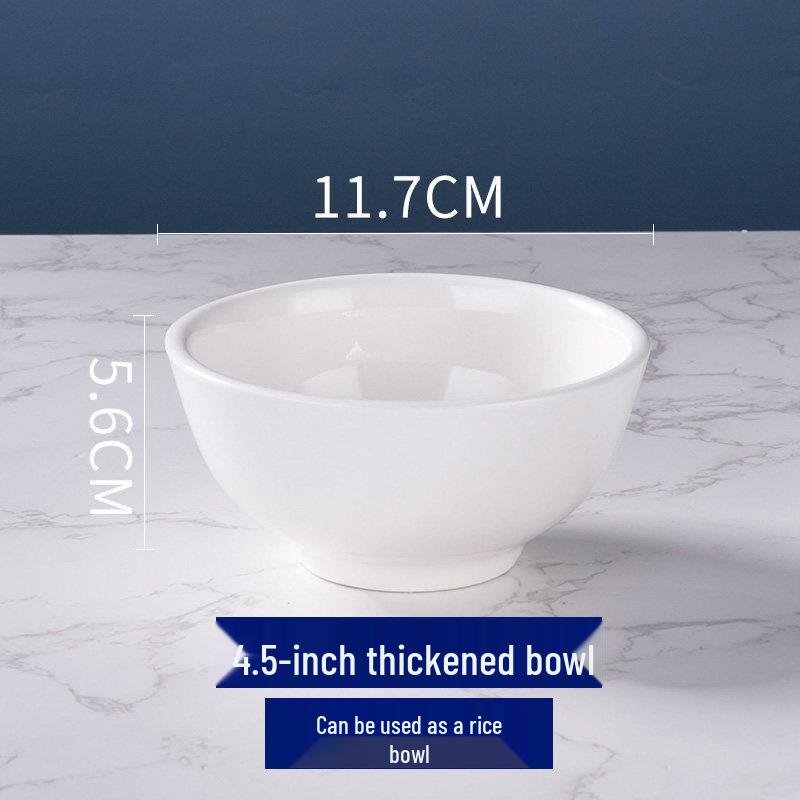 Thickened Ceramic Bowls for Rice, Breakfast, Soup, Noodles - Pure White