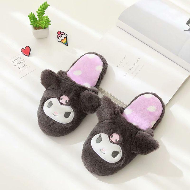 Cozy Kuromi My Melody Warm Indoor Slippers Shoes With Soft Furry Texture