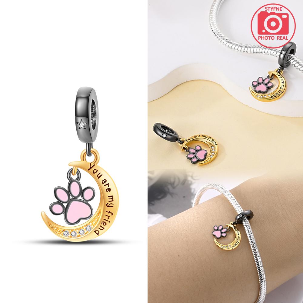 Copper Colour Star & Moon Couple Charms Fit Charms Copper Colour Original Bracelet For Jewelry Making