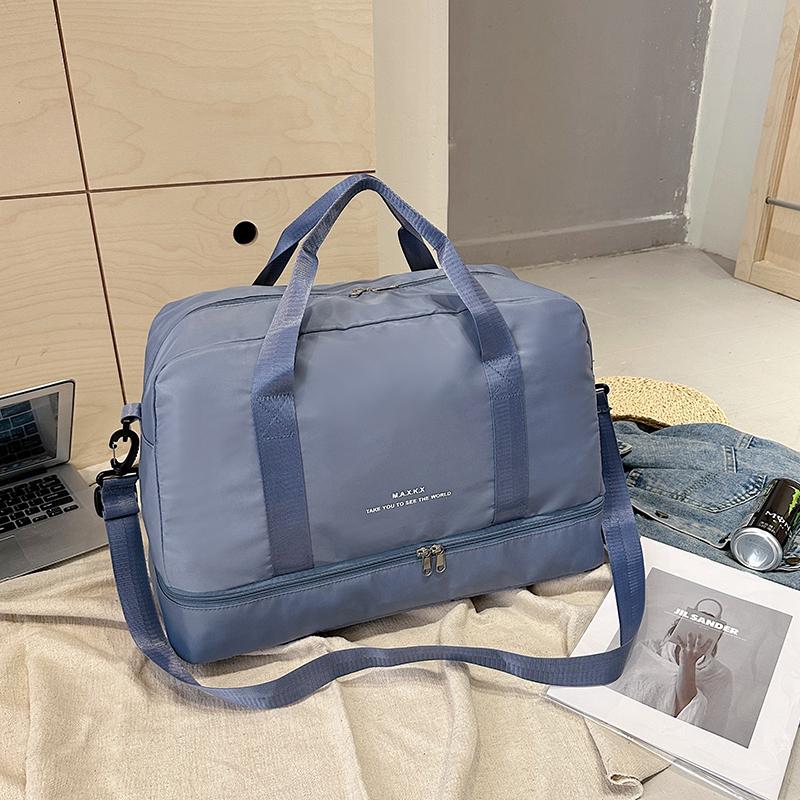 

Расширяемая дорожная сумка-даффл для женщин, спортивная сумка, фитнес-сумка, большая вместимость, сумка через плечо для выходных и ночевок синий