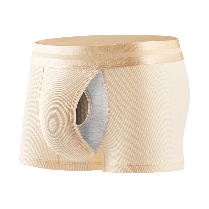 Raumkapsel Herren Waffelbaumwolle Boxershorts: Einfarbige, atmungsaktive, trendige Sportunterwäsche.