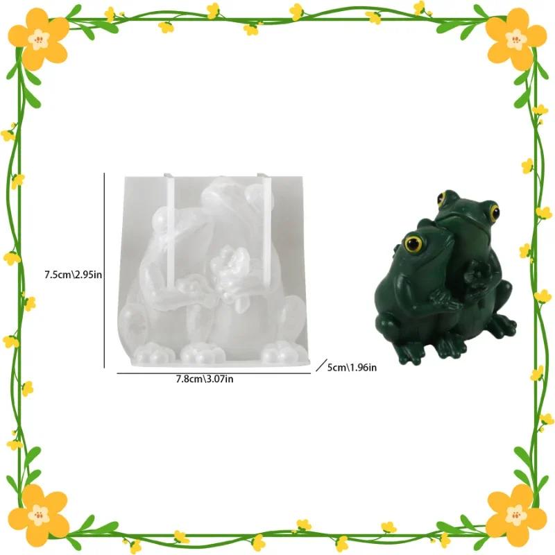 

2026 Latest Models Cross-Border New Couple Frog Candle Resin Silicone Mold Epoxy DIY Three Stacked Frogs Plaster Ornaments