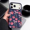 Custodia con Motivo di Frutti di Ciliegia Cristallini e Fiocchi per iPhone 17 Pro Max Copertura Morbida in Silicone con Texture in Pelle per iPhone 16 15 14 13 Pro 12 11 16E Air