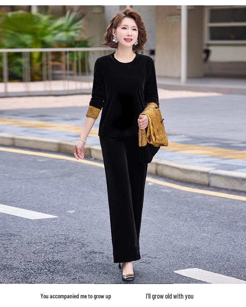 2026 Stylish Retro Velvet Suit for Middle-Aged & Elderly Mothers - Spring/Autumn Vest Jacket In Chinese National Style