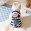 Cute Bear Striped Four-legged Loungewear Blue Cat Puppet Cat Spring and Autumn Thin Kitten Milk Dog Pet Cat Clothes