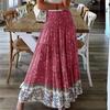 Bohemian High-Waisted Long Printed Skirt for Women - Casual Beachwear