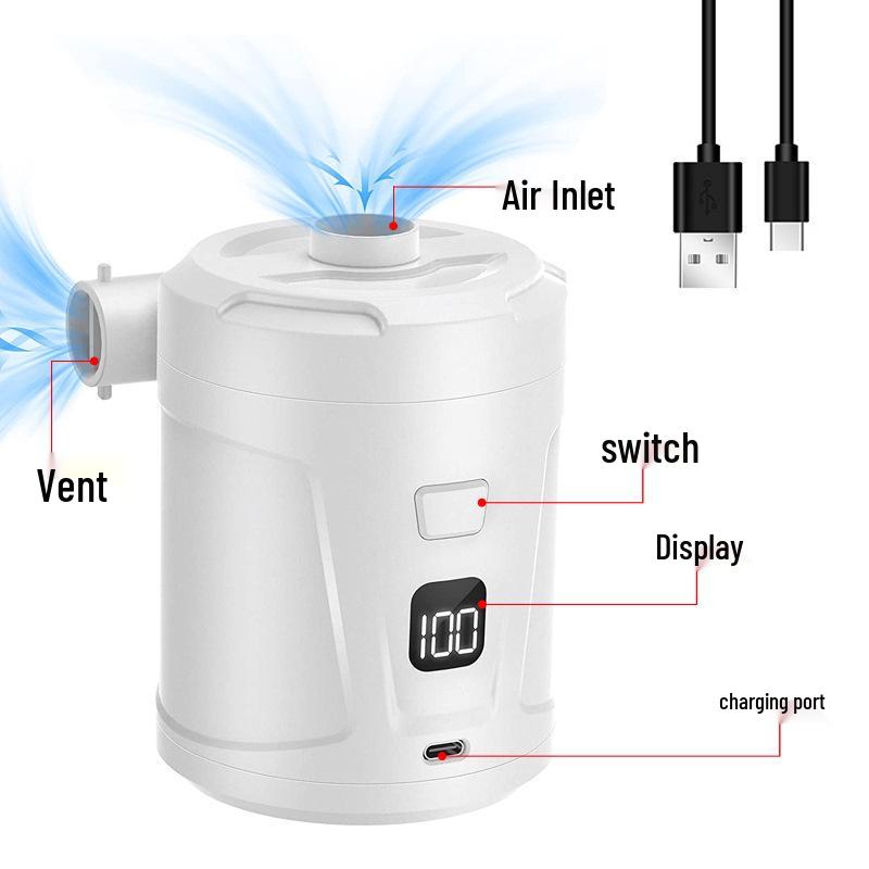 Portable 5200mAh USB Air Pump with Digital Display for Inflatable Mattresses and Rings