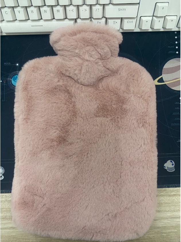 Faux Rabbit Fur Hot Water Bottle - Pour-In, Hand Warmer, Long-Lasting Heat, Large Capacity