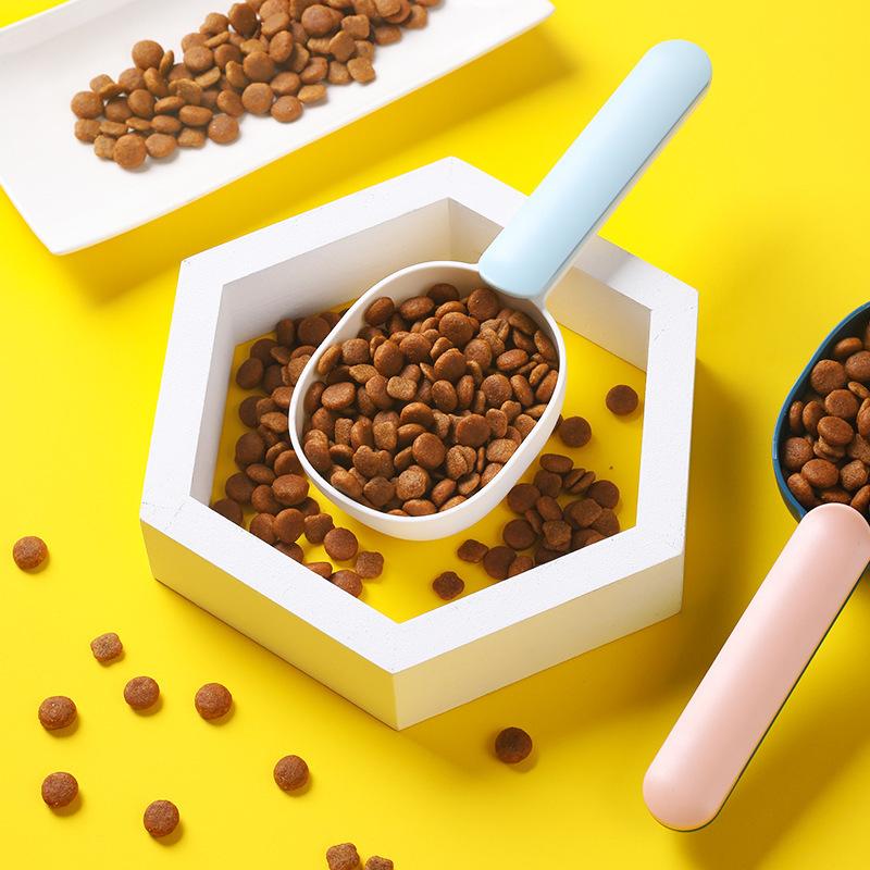 Rice Measuring Scoop Multifunctional Cat Dog Pet Food Feeding Spoon With Sealing Clip Household Plastic Kitchen Measuring Spoon