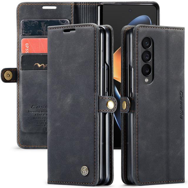Anti -Scratch Vintage Leather Phone Bag Case For Samsung Galaxy Z Fold4 5g Fold 4 Zfold4 Card Slot Full Protection Cover Coque