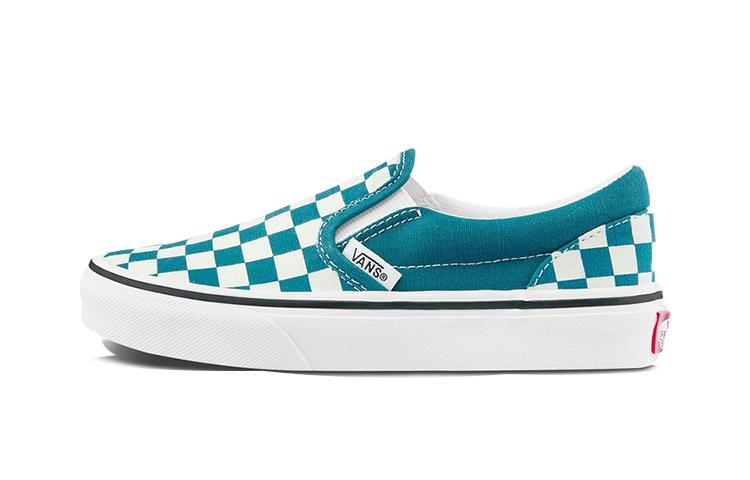 Vans Low Top Kids' Skateboarding Shoes White Green Checkerboard Children Aged 3 7 Years Old VN0A5KXM9EX