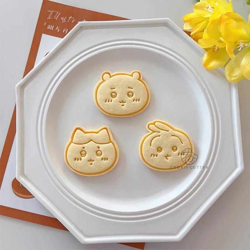 

3Pcs Biscuit Cookie Plunger Cutters DIY Pet Snack Mold Cartoon Kawaii Cookie Mold Chestnut Steamed Biscuits Dessert Baking Tools