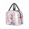 Oil painting flowers Lunch Bag Waterproof Insulated Canvas Cooler Bag Thermal Cold Food Picnic Travel Tote for Women Children