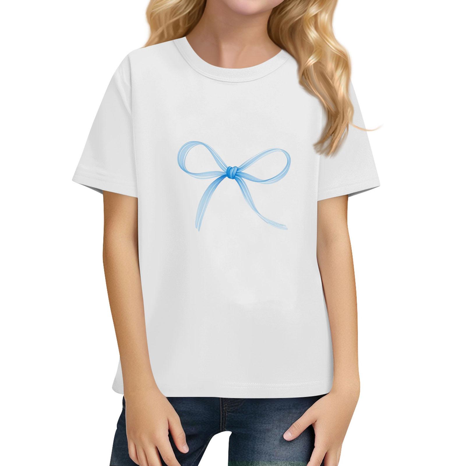 

Children s Daily Casual Short-sleeved Color Tops T-shirt 120 білий