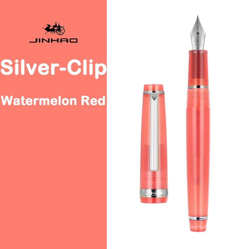 JINHAO 82 Fountain Pen Gold Trim Acrylic Barrel Silver Clip for Writing Calligraphy Signature School Office Supplies Stationery