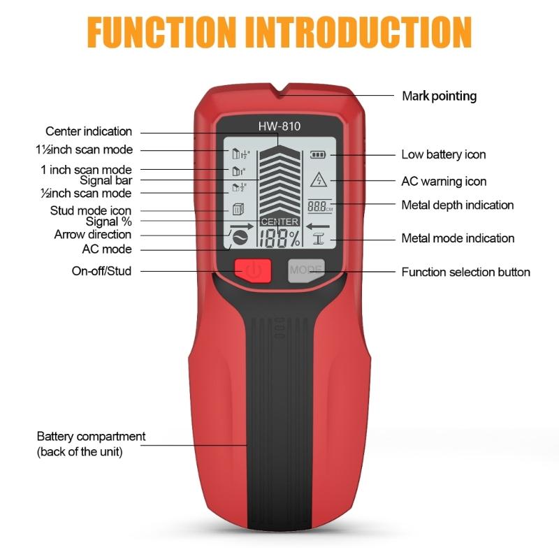 Portability Studs Finders Scanner Metal and Wall Detector Suitable for Detecting Metal, Cable, Wood in Wall and Ceilings