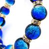 [GOLD STONE] Glowing Firefly Glass Bracelet, Yonaguni Blue, 12mm, Sparkling Okinawa Power Stone, Inner Circumference: Approx. 19.5cm