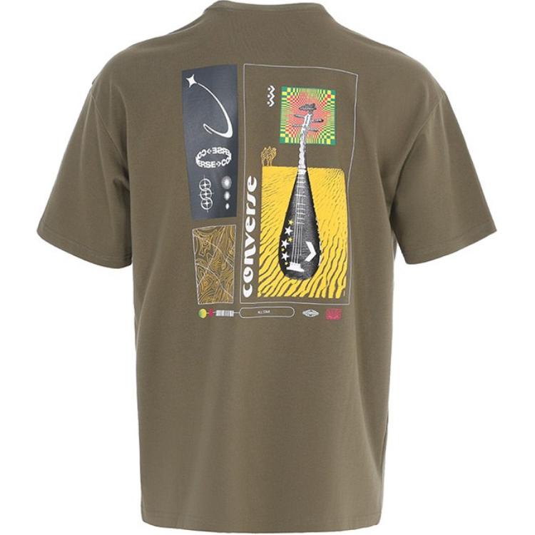 Converse T Shirts Men s Green Crew Neck Moderate 10024876-A03 XS 165/88A