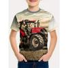 Fed 3D Traktortryk Børnetøj Drenge T-shirt Kortærmet Mode Børne Sommertøj Udendørs Aktive Børnetøj