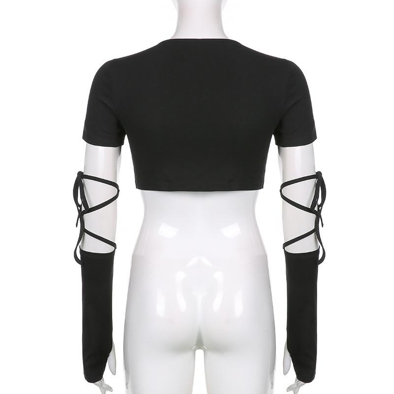 High Street Kurzarm T-shirt Frauen Harajuku Sommer Aushöhlen Schlank Design Ins Koreanische Stil Über Nabel Cropped Top Alle-spiel