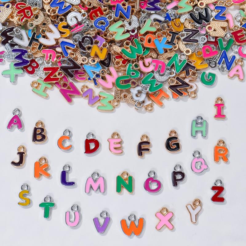 100Pcs Colorful Enamel A-Z Alphabet Charms Metal Letter Pendants For Diy Jewelry Making Bulk Charms For Jewelry Making Pendants