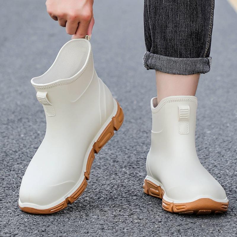 Outdoor function bright black 16 high short wading boots flat bottom thickened rubber shoes wading boots outdoor travel shoes rain shoes men