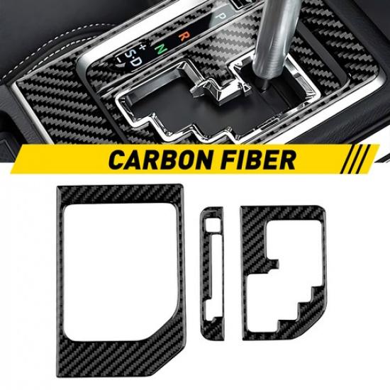 3Pcs Gear Shift Handle Cover Trim Decor Carbon Fiber For Toyota Tundra 2014-